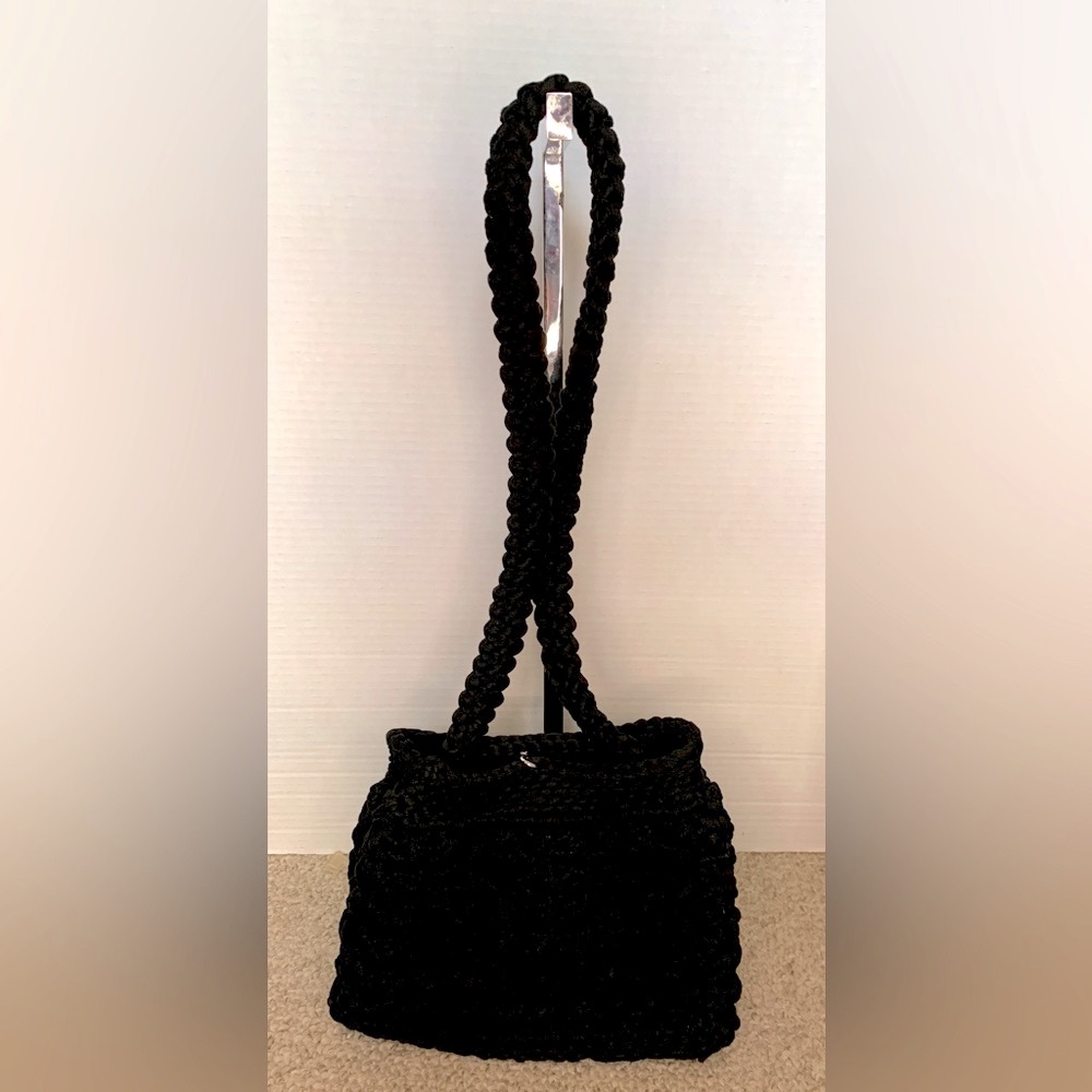 Crochet Bag Handmade Black Hand Crochet Medium-Large Purse